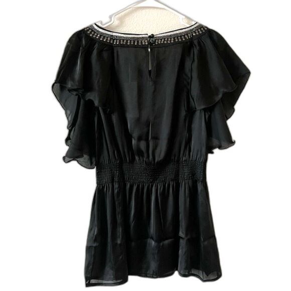 NWT Lucy Paris Flowy Black Flutter Sleeves Boho BlouseTop SZ Medium - Picture 8 of 14